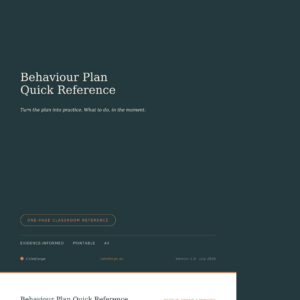 Behaviour Plan Quick Reference