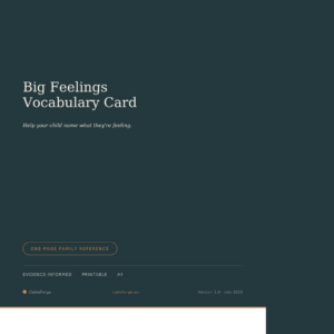Big Feelings Vocabulary Card
