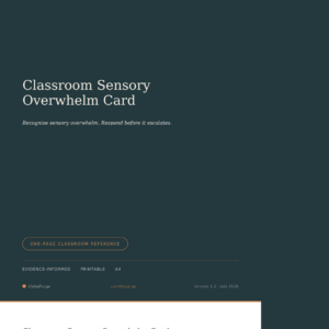 Classroom Sensory Overwhelm Card